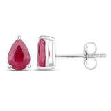 1.60 Carat Genuine Ruby 10K White Gold Earrings