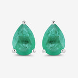 1.30 Carat Genuine Zambian Emerald 10K White Gold Earrings