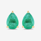 1.30 Carat Genuine Zambian Emerald 10K Yellow Gold Earrings
