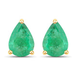 1.30 Carat Genuine Zambian Emerald 14K Yellow Gold Earrings
