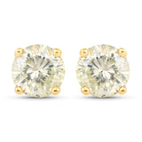 1.24 Carat Genuine LB Diamond 14K Yellow Gold Earrings