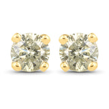 0.92 Carat Genuine LB Diamond 14K Yellow Gold Earrings