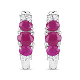 1.66 Carat Genuine Ruby and White Topaz .925 Sterling Silver Earrings