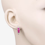 1.66 Carat Genuine Ruby and White Topaz .925 Sterling Silver Earrings