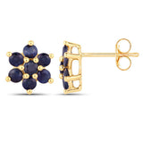 0.84 Carat Genuine Blue Sapphire 10K Yellow Gold Earrings