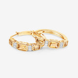 2.88 Carat Genuine Citrine and White Topaz .925 Sterling Silver Earrings