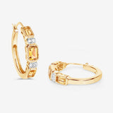 2.88 Carat Genuine Citrine and White Topaz .925 Sterling Silver Earrings