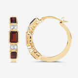 2.78 Carat Genuine Garnet and White Topaz .925 Sterling Silver Earrings