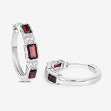 2.78 Carat Genuine Garnet and White Topaz .925 Sterling Silver Earrings