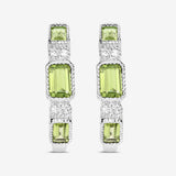 2.40 Carat Genuine Peridot and White Topaz .925 Sterling Silver Earrings