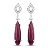 23.25 Carat Dyed Ruby and White Topaz .925 Sterling Silver Earrings