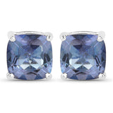 4.20cttw Royal Blue Mystic Quartz .925 Sterling Silver Earrings