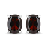 18K White Gold Plated 3.50 Carat Genuine Garnet .925 Sterling Silver Earrings