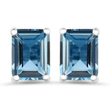 3.90 Carat Genuine London Blue Topaz .925 Sterling Silver Earrings