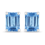 3.20 Carat Genuine Swiss Blue Topaz .925 Sterling Silver Earrings
