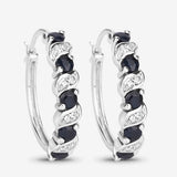 1.28 Carat Genuine Blue Sapphire and White Topaz .925 Sterling Silver Earrings