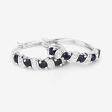 1.28 Carat Genuine Blue Sapphire and White Topaz .925 Sterling Silver Earrings