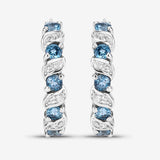 1.48 Carat Genuine London Blue Topaz and White Topaz .925 Sterling Silver Earrings