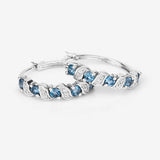 1.48 Carat Genuine London Blue Topaz and White Topaz .925 Sterling Silver Earrings