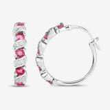 1.28 Carat Genuine Pink Tourmaline and White Topaz .925 Sterling Silver Earrings