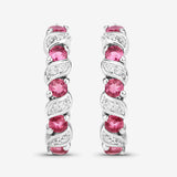 1.28 Carat Genuine Pink Tourmaline and White Topaz .925 Sterling Silver Earrings