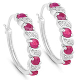 1.38 Carat Genuine Ruby and White Topaz .925 Sterling Silver Earrings