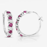 1.38 Carat Genuine Ruby and White Topaz .925 Sterling Silver Earrings