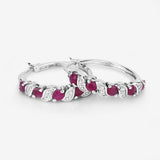 1.38 Carat Genuine Ruby and White Topaz .925 Sterling Silver Earrings