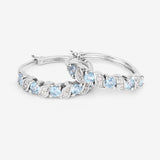1.28 Carat Genuine Swiss Blue Topaz and White Topaz .925 Sterling Silver Earrings