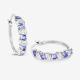 1.08 Carat Genuine Tanzanite and White Topaz .925 Sterling Silver Earrings