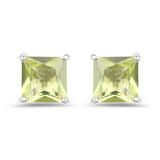 2.00 Carat Genuine Peridot .925 Sterling Silver Earrings