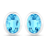 4.00 Carat Genuine Swiss Blue Topaz .925 Sterling Silver Earrings