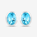 4.00 Carat Genuine Swiss Blue Topaz .925 Sterling Silver Earrings