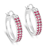 2.20 Carat Genuine Ruby .925 Sterling Silver Earrings