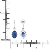 1.95 Carat Genuine Blue Sapphire and White Diamond 10K White Gold Earrings