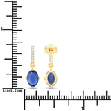 1.95 Carat Genuine Blue Sapphire and White Diamond 14K Yellow Gold Earrings