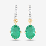 1.49 Carat Genuine Zambian Emerald and White Diamond 10K Yellow Gold Earrings
