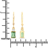 1.28 Carat Genuine Green Tourmaline and White Diamond 14K Yellow Gold Earrings