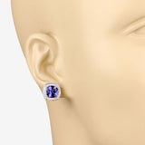 5.98 Carat Genuine Tanzanite and White Diamond 14K Yellow Gold Earrings