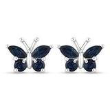 0.61 Carat Genuine Blue Sapphire .925 Sterling Silver Earrings