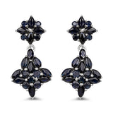 3.33 Carat Genuine Blue Sapphire .925 Sterling Silver Earrings