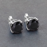 3.08 Carat Genuine Black Diamond 14K White Gold Earrings
