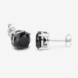 3.08 Carat Genuine Black Diamond 14K White Gold Earrings