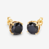 3.48 Carat Genuine Black Diamond 14K Yellow Gold Earrings