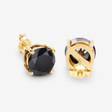 4.77 Carat Genuine Black Diamond 14K Yellow Gold Earrings