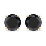 4.77 Carat Genuine Black Diamond 14K Yellow Gold Earrings