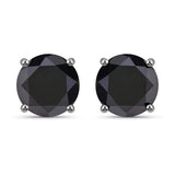 3.08 Carat Genuine Black Diamond 14K White Gold Earrings