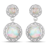 2.27 Carat Genuine Ethiopian Opal and White Diamond .925 Sterling Silver Earrings