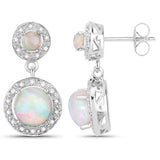 2.27 Carat Genuine Ethiopian Opal and White Diamond .925 Sterling Silver Earrings