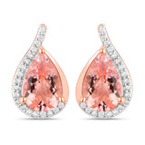 2.43 Carat Genuine Morganite and White Diamond 14K Rose Gold Earrings